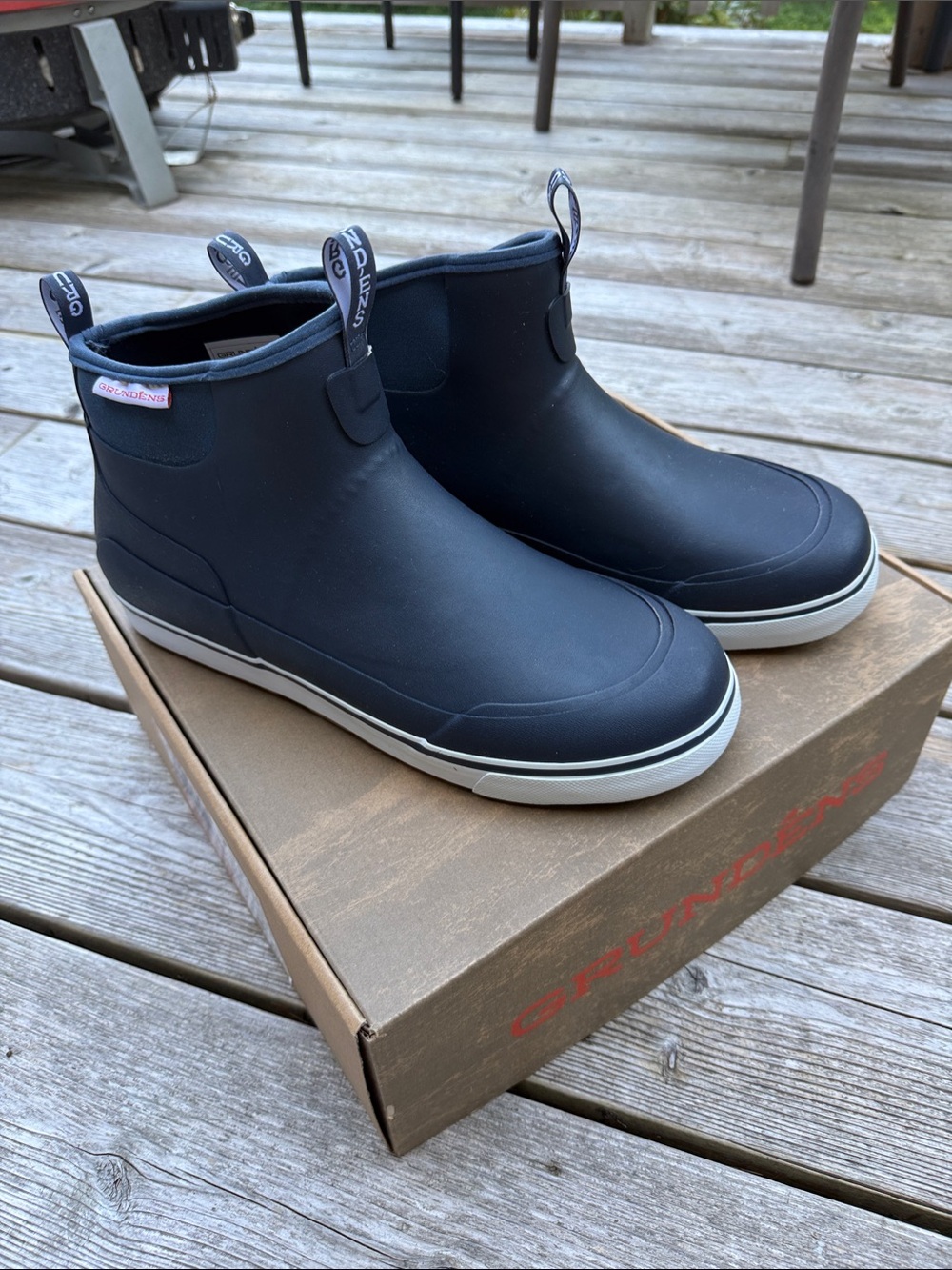 Grundéns Men's Deck Boss Navy Short Rain Boots - Easy On/Off Waterproof